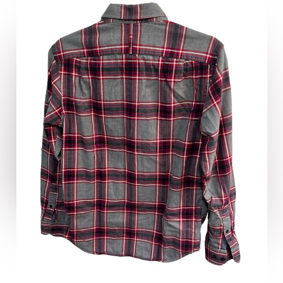 Banana Republic Red and Grey Plaid Men’s Button Down Long Sleeve Shirt - Picture 2 of 5